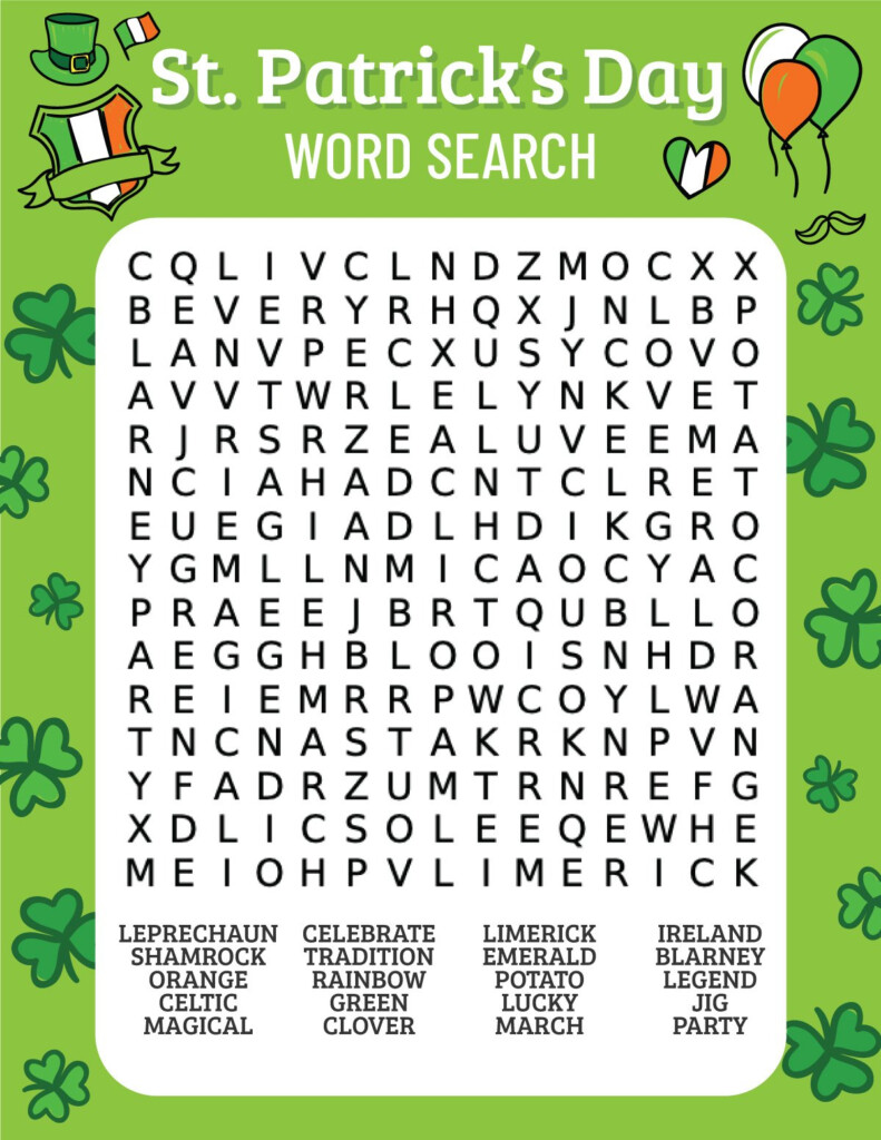 Free Printable St Patrick S Day Word Search Realsimple