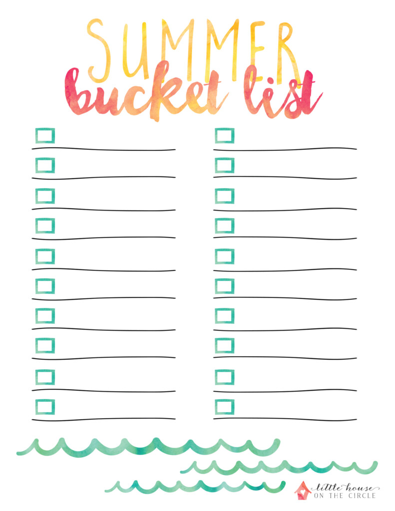 Free Printable Summer Bucket List Free Templates Printable