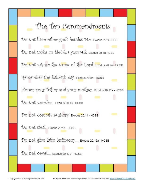 Free Printable Ten Commandments