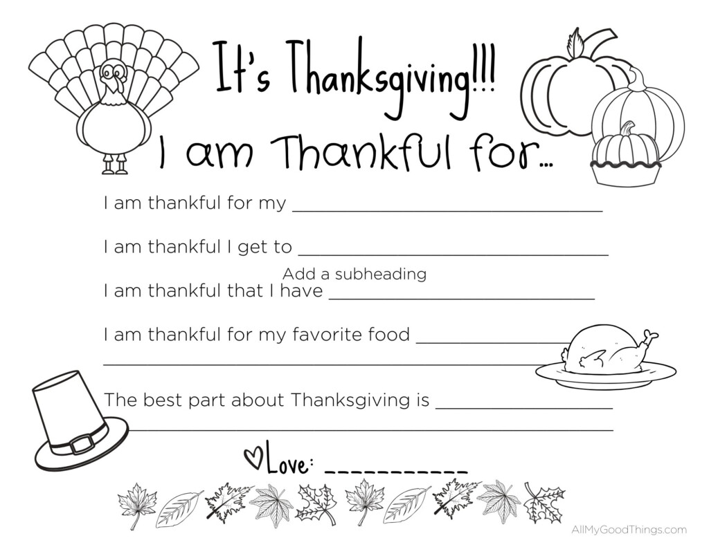 FREE Printable Thanksgiving Placemats For The Kids All My Good Things