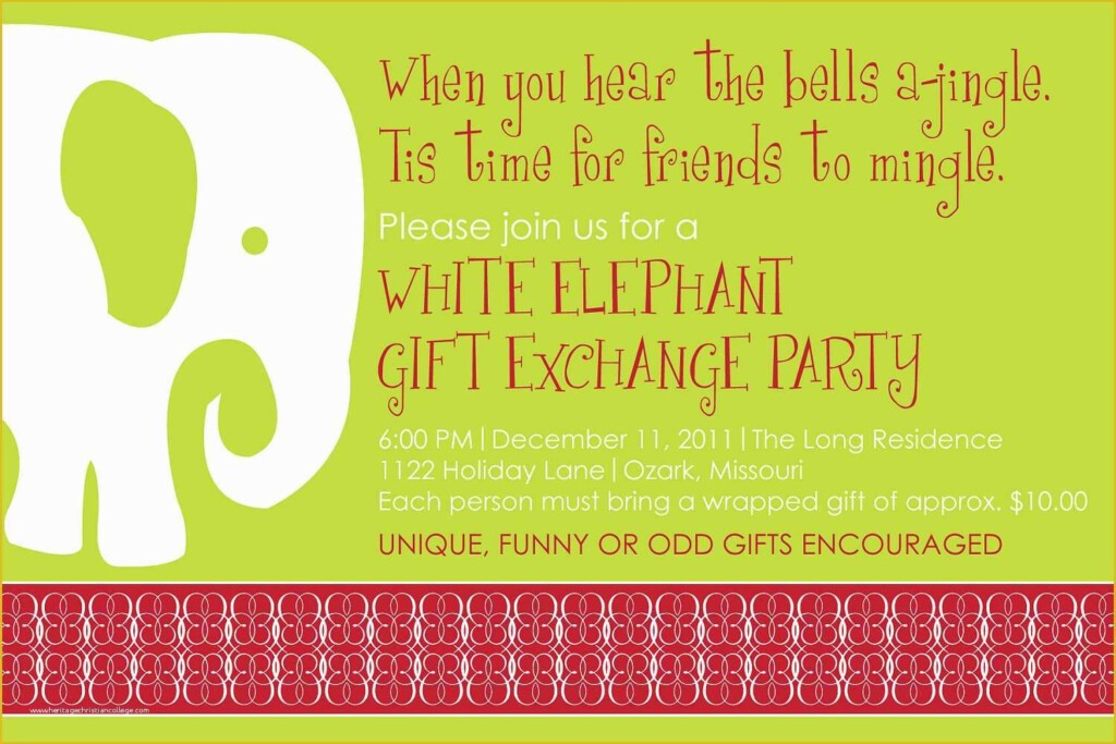 Free Printable White Elephant Invitation Template Free