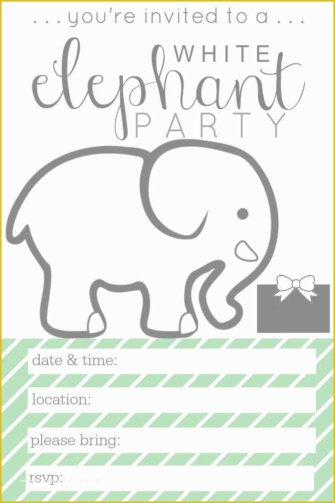 Free Printable White Elephant Invitation Template Free