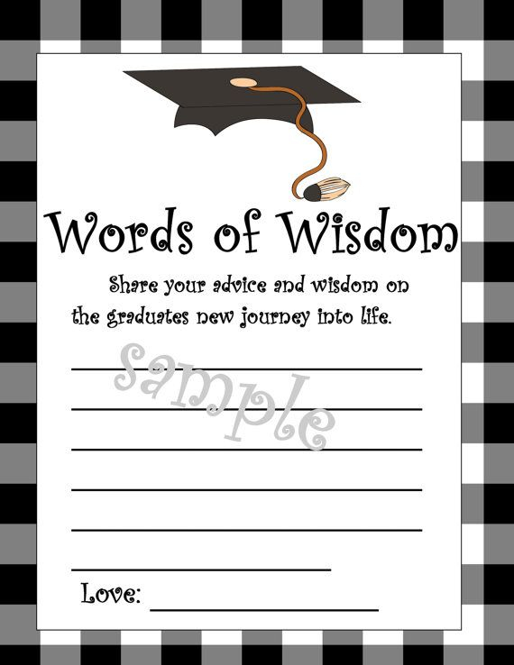 Free Printable Words Of Wisdom Cards Graduation