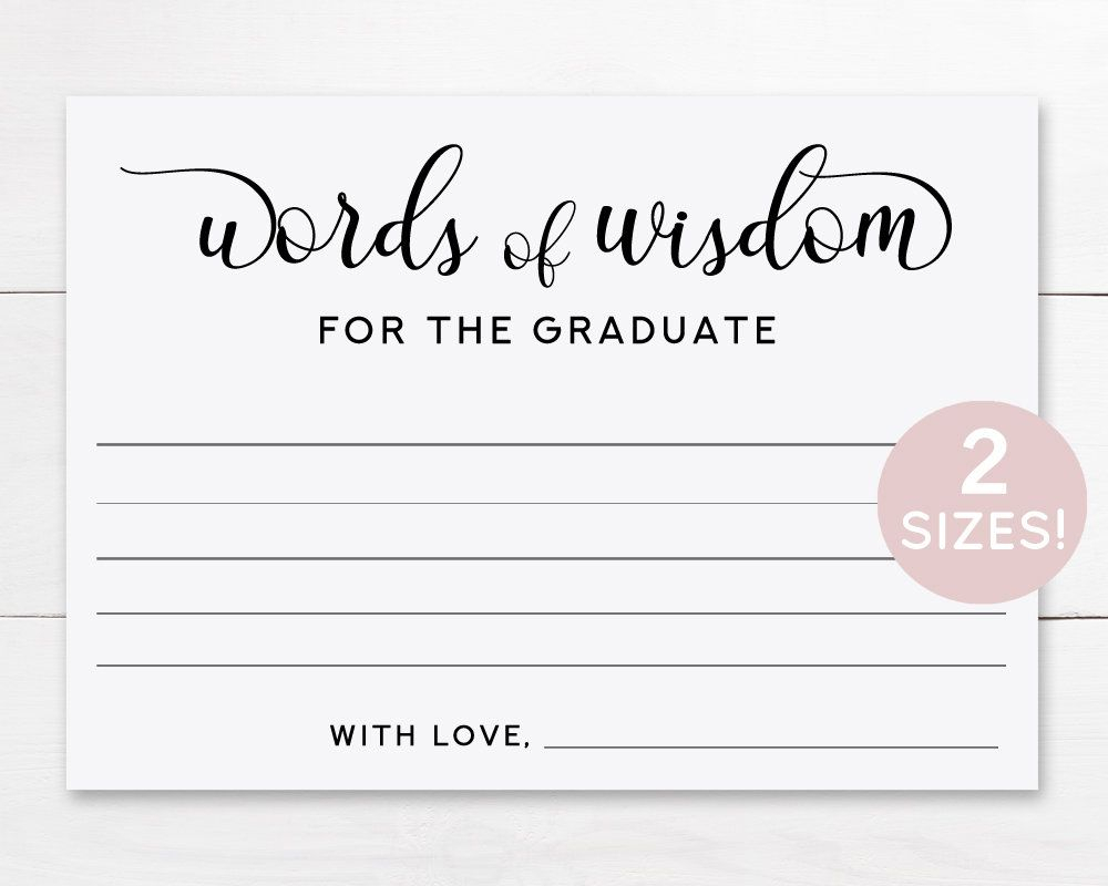 Free Printable Words Of Wisdom Cards Graduation