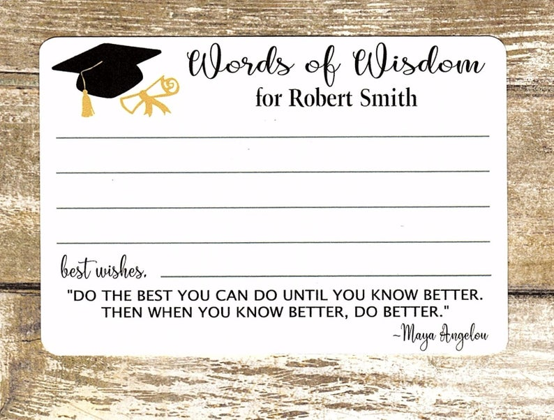 Free Printable Words Of Wisdom Cards Graduation