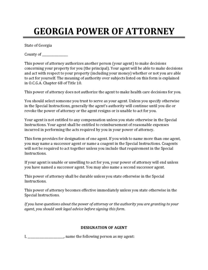 Georgia Healthcare Power Of Attorney Form 2025 Sofie A Bertelsen