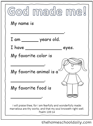 God Made Me Printables Kids Sunday School Lessons Bible Crafts 