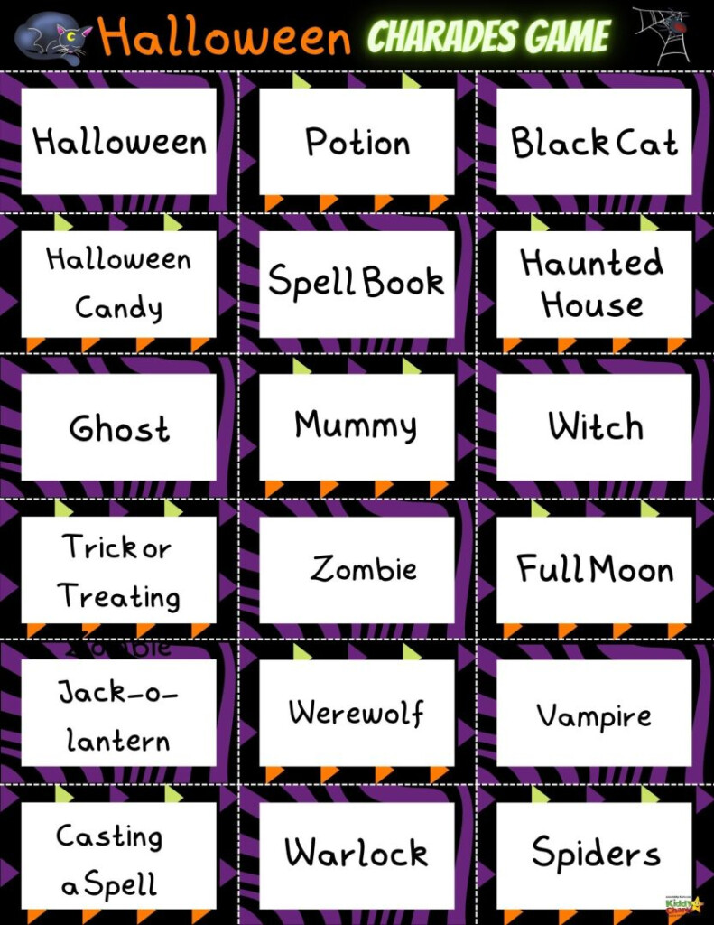 Halloween Charades Free Printable Game