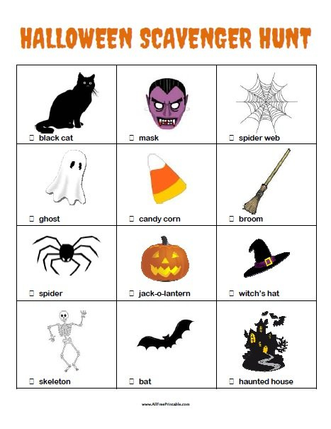 Halloween Scavenger Hunt Free Printable