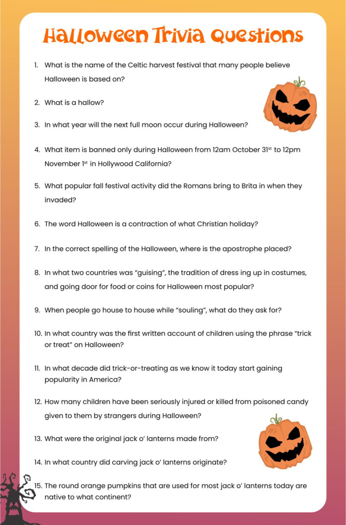Halloween Trivia Quizzes 15 Free PDF Printables Printablee