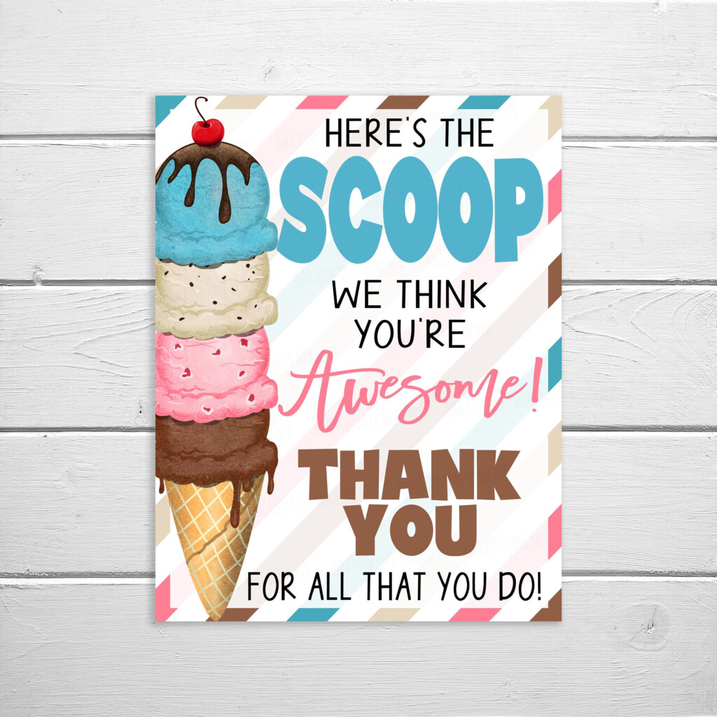 Ice Cream Teacher Appreciation Free Printable