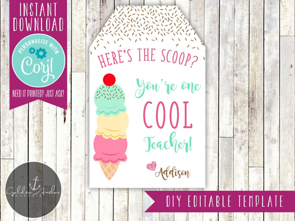 Ice Cream Teacher Appreciation Free Printable