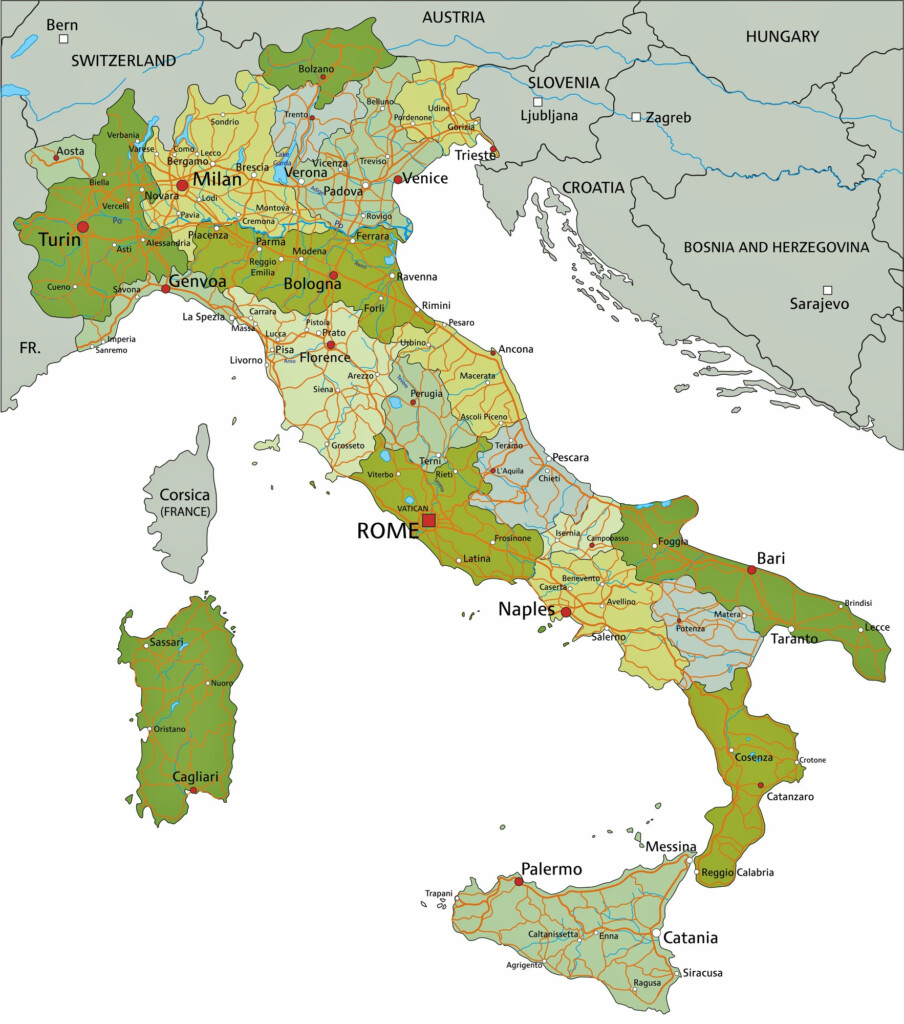 Large Map Of Italy Printable