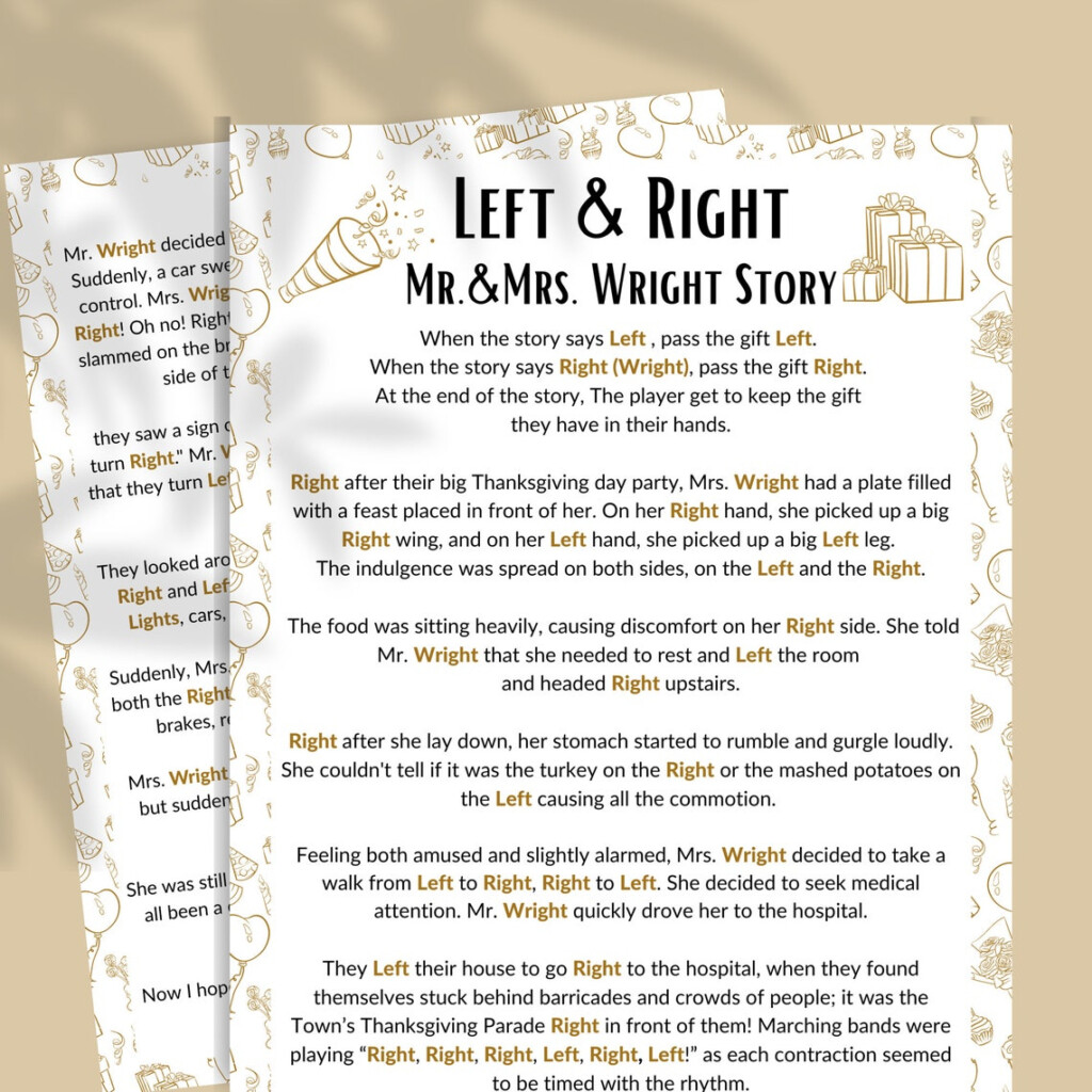 Left Right Game Office Funny Story Left Right Game Any Occasion 