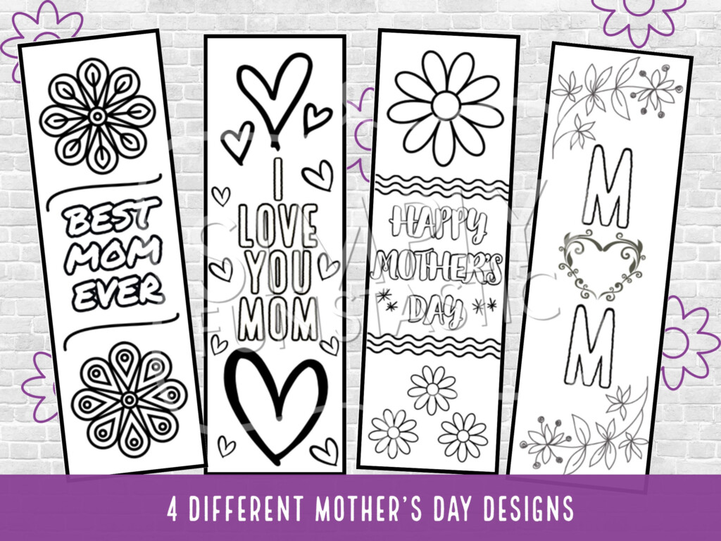 Mother 39 s Day Coloring Bookmarks Set Of 4 Mother 39 s Day Gift Kids Mother 