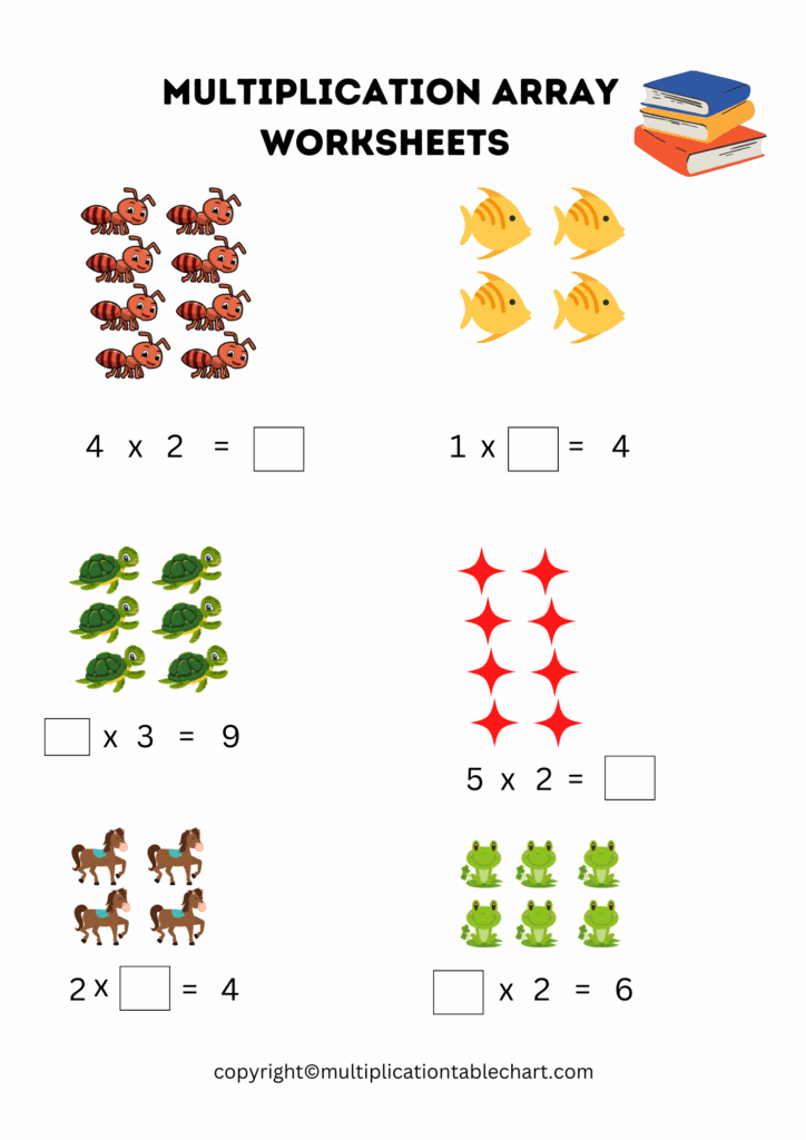 Multiplication Arrays Worksheets Free Printable Multiplication Table