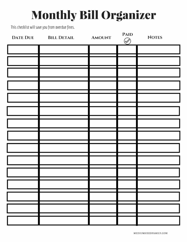 Organizer Free Printable Monthly Bill Payment Log In Need Of A Sheet 