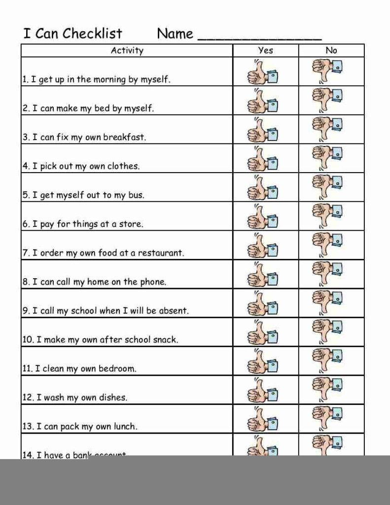 Personal Life Skills Worksheets SkillsWorksheets