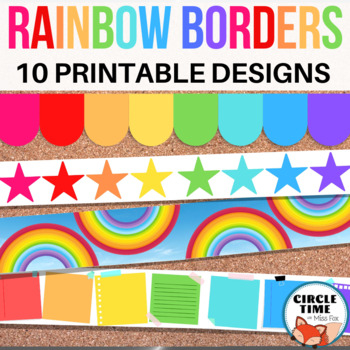 Printable Bulletin Board Borders Rainbow Classroom Decor TPT