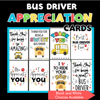 Printable Bus Driver Appreciation Thank You Cards Color Black And 