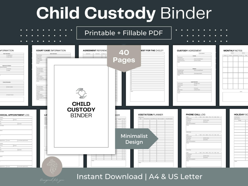 Printable Child Custody Binder Child Custody Planner Fillable PDF Co 