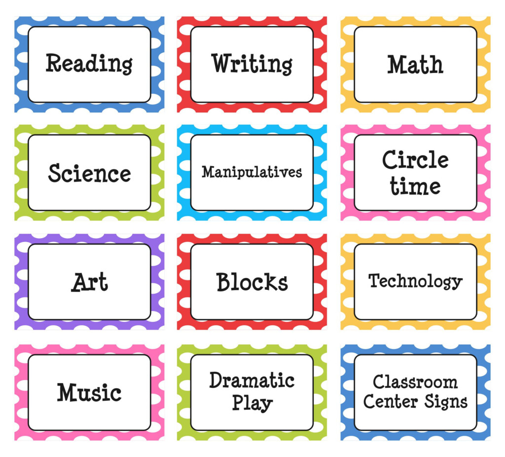Printable Classroom Center Signs