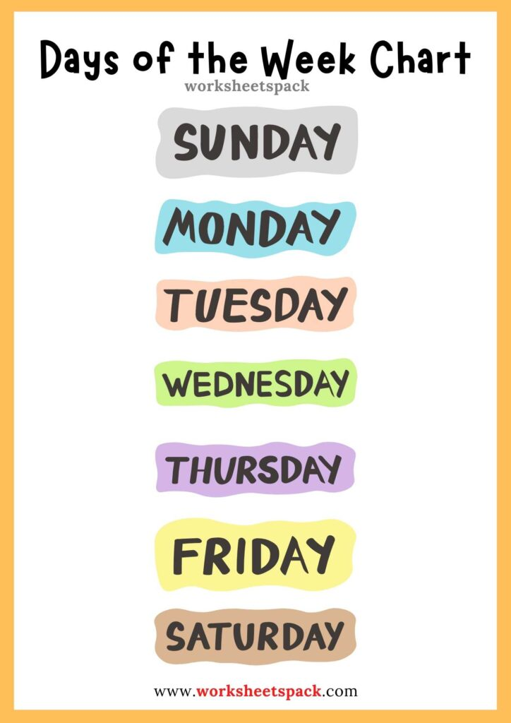 Printable Days Of Week Chart