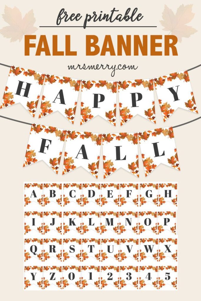 Printable Fall Leaves Banner Mrs Merry Fall Banner Birthday 