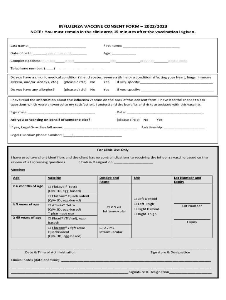 Printable Flu Vaccine 2022 2025 Form Fill Out And Sign Printable PDF 