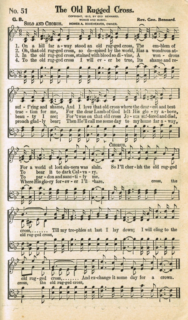 Printable Free Printable Printable The Old Rugged Cross Sheet Music