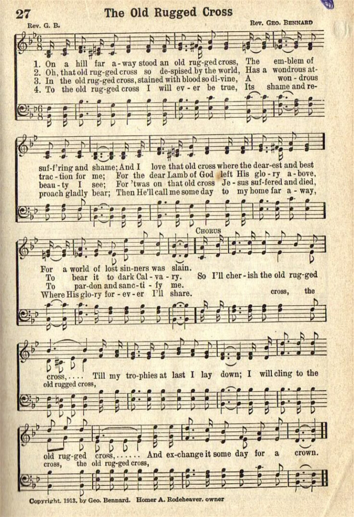 Printable Free Printable Printable The Old Rugged Cross Sheet Music