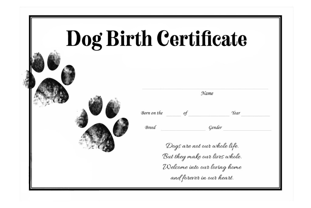 Printable Free Puppy Birth Certificate Template Printable Templates