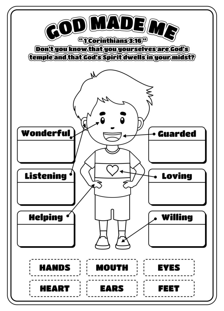 Printable God Made Me Coloring Page