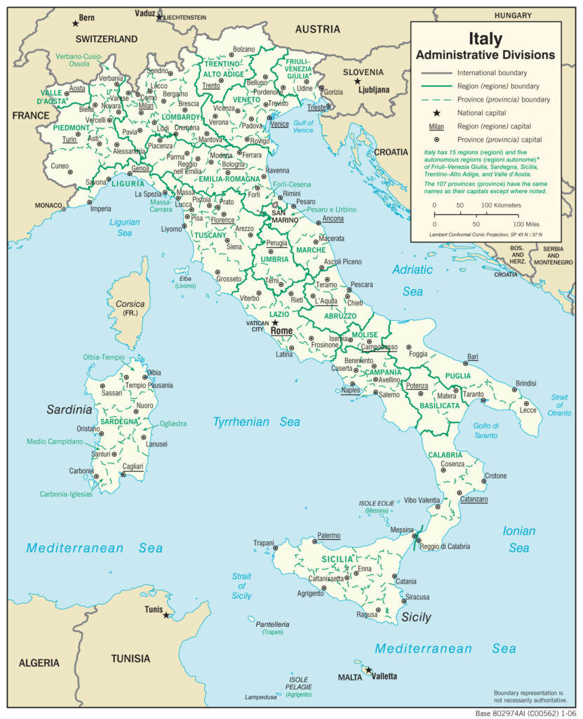 Printable Map Of Italy With Cities