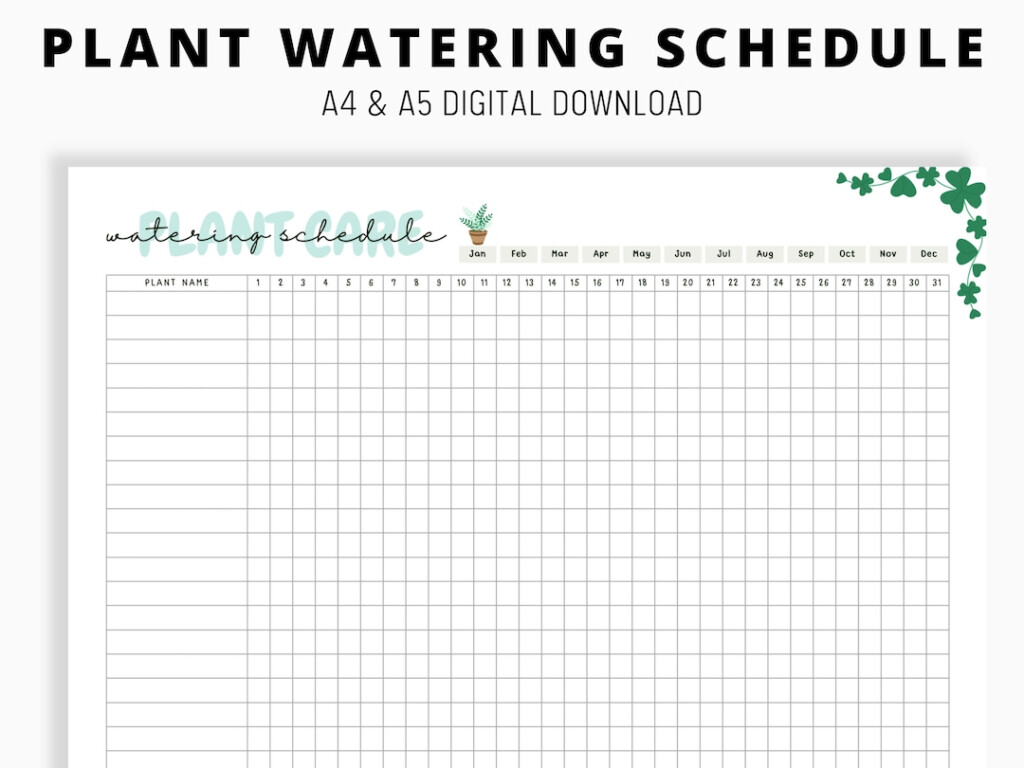 Printable Plant Watering Schedule Plant Care Tracker Plant Mom 