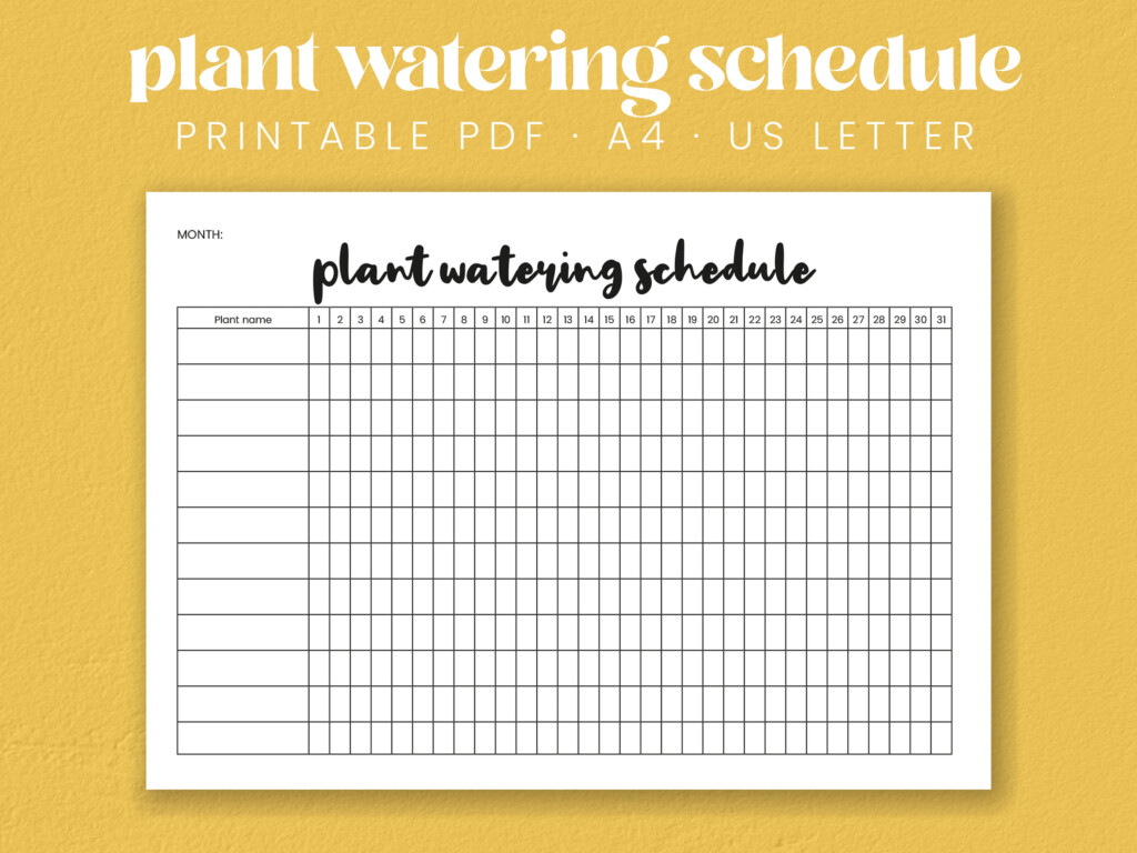 Printable Plant Watering Schedule Template