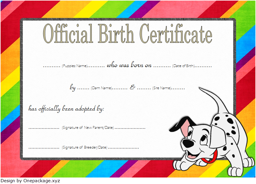 Printable Puppy Birth Certificate