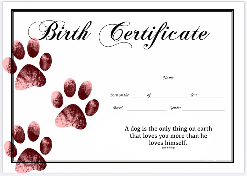 Puppy Birth Certificate Free Printable Free Download This Dog Birth 