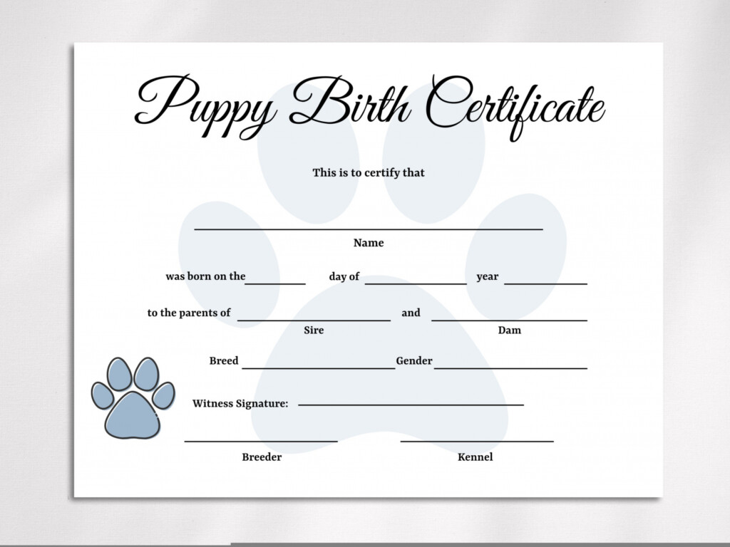 Puppy Birth Certificate Free Printable FREE Printable A Z