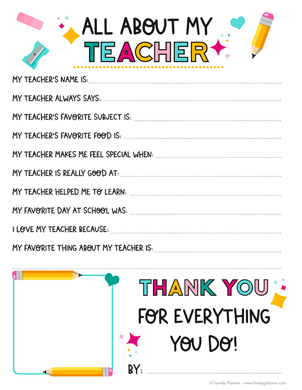  quot All About My Teacher quot Free Printable Teacher Appreciation Week Gift 