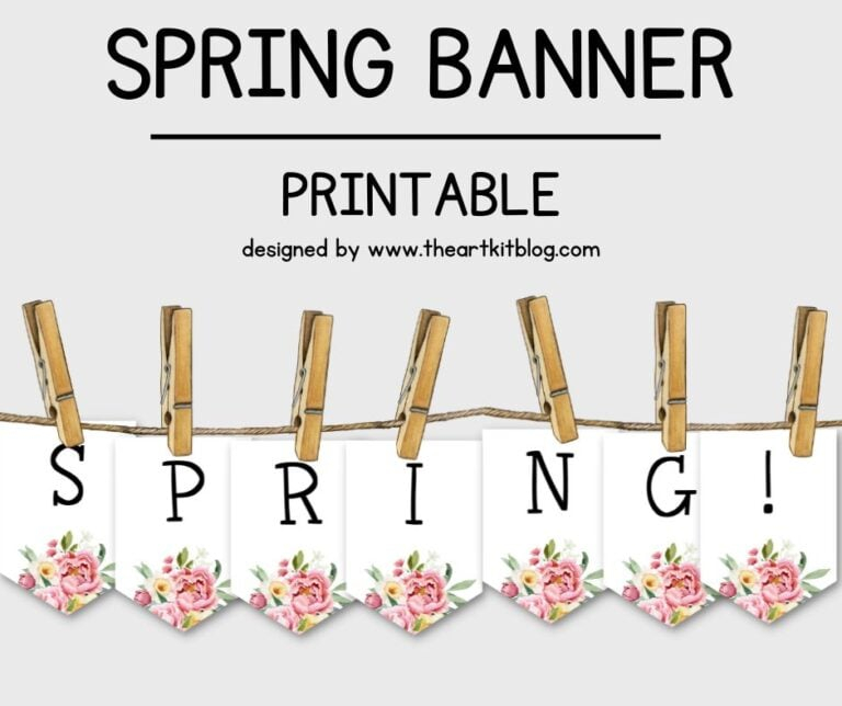 Spring Banner With Watercolor Flowers FREE Printable The Art Kit