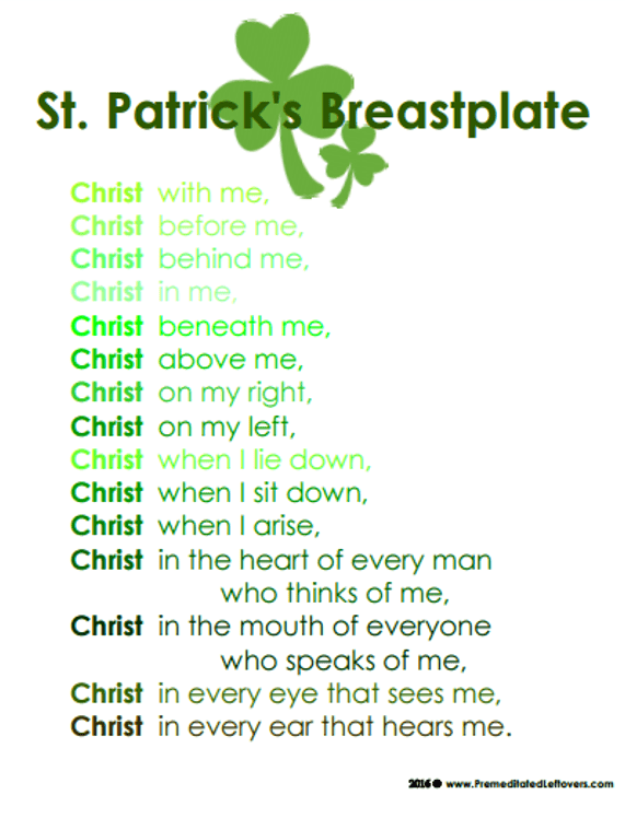 St Patrick 39 s Breastplate Printables Of St Patrick 39 s Prayer