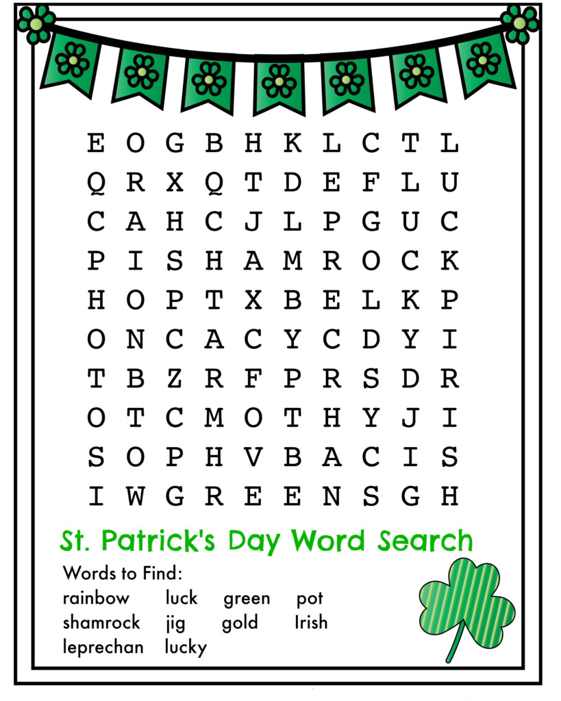 St Patricks Day Word Search Best Coloring Pages For Kids