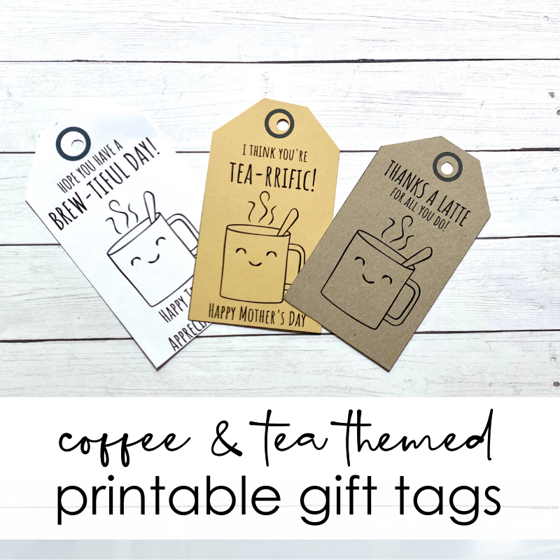 Tea Coffee Gift Tag Free Printable includes Thanks A Latte 