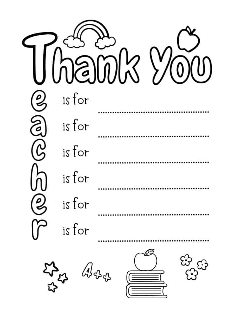 Teacher Appreciation Coloring Pages Free Printables 