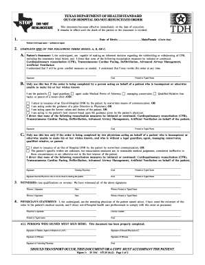 Texas Do Not Resuscitate Form To Print ESSAEMINHAARTE